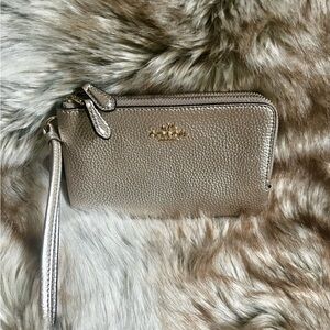 Coach Gold Leather Wristlet